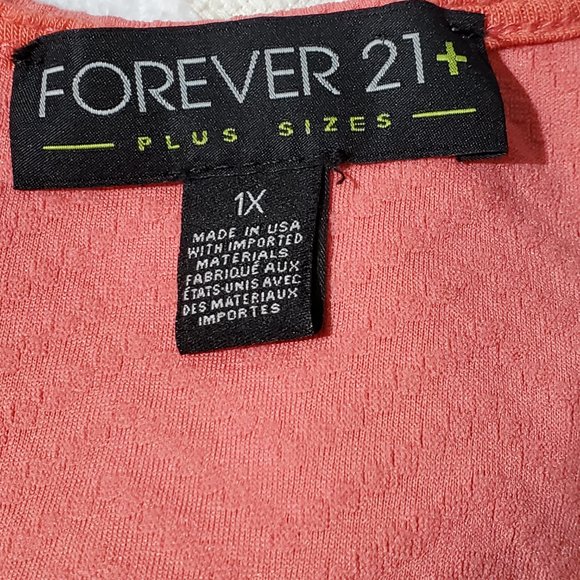 FOREVER 21+ Salmon Top Peplum Flared Square Neck Short-Sleeve Blouse, Size 1X - Picture 5 of 8